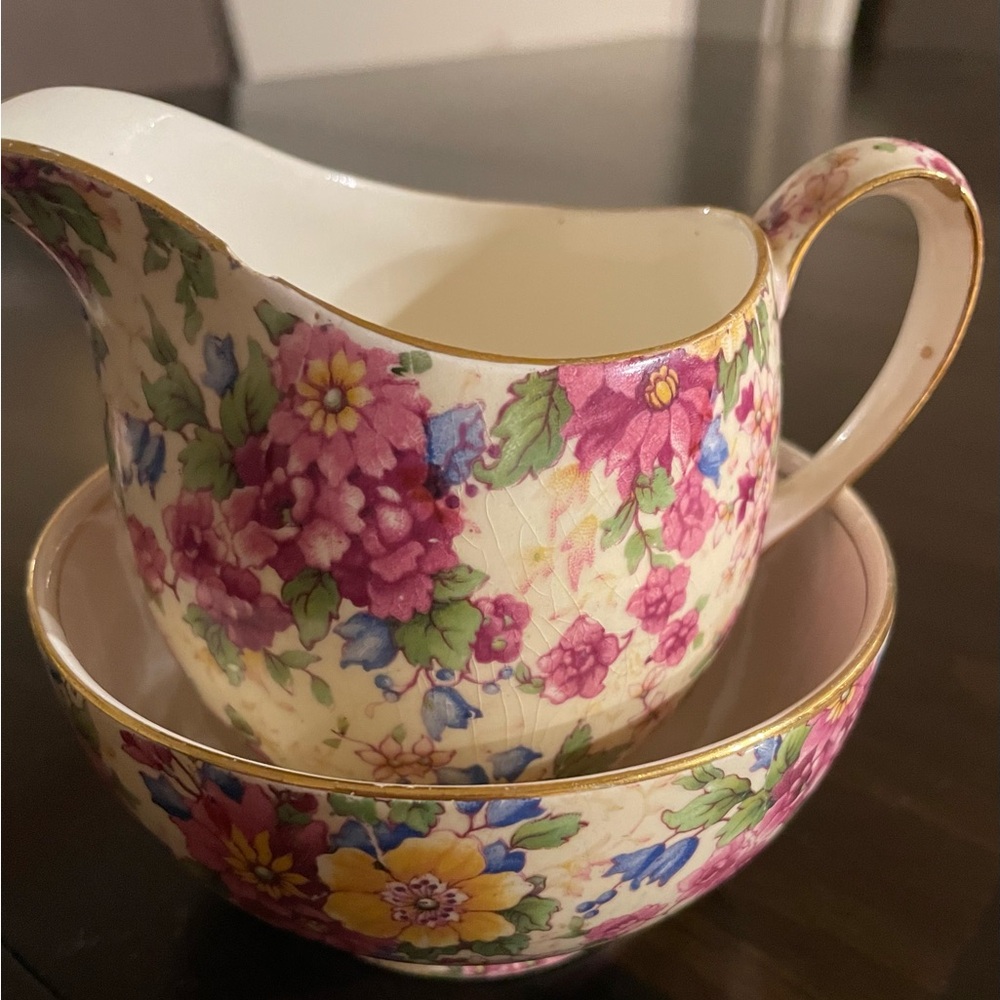 Floral Cream and Sugar Set